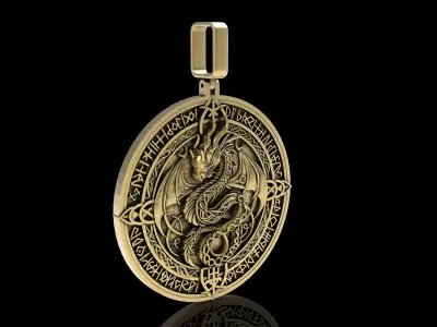 Dragon Circle Pendant 3D print model