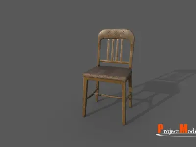 Antique chair Years 1960-1970 Version 002 Low-poly 3D model