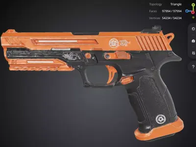 Orange Pistol 3D model buy