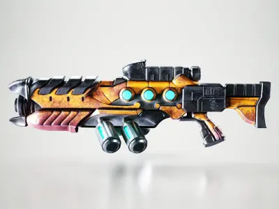 Sci-fi Gun Low-poly 3D model 3