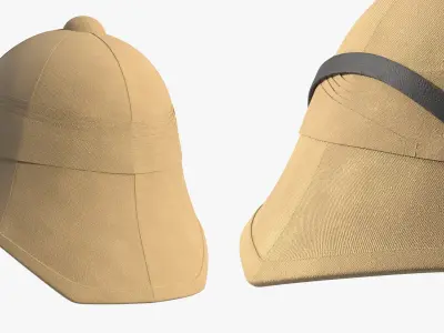 1879 British Campaign Helmet Beige Diagonal Strap 3D model