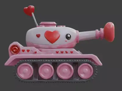 Stylized Valentine  Battle Tank 3D Model Low-poly 3D model purchase