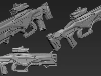 3D Printable Sci-Fi Weapon Part 2 3D model