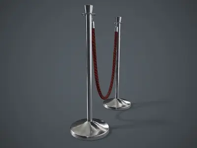 Crowd Control Stanchions PBR Game Ready Low-poly 3D model