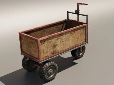 Old three wheeled cart 3D model