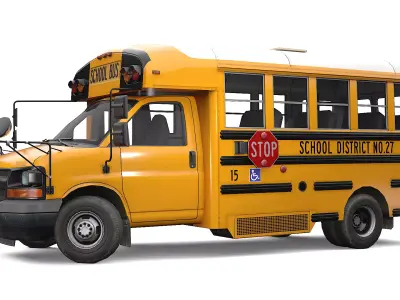 Mini School Bus 2021  Low-poly 3D model