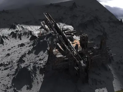 Alpha Draconis Moon walls 3D 3D model