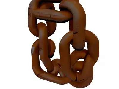 Industrial Orange Metal Chain Link 3D model