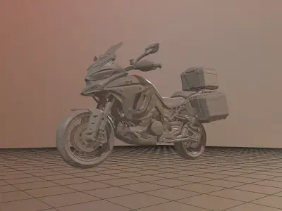 High Detail Adventure Touring Motorcycle with Luggage 3D print model