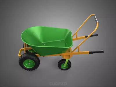 HEAVY DUTY TILTING FOUR CASTER WHEEL BARROW WHEELBARROW DUMPING 3D model