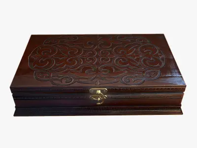Antique wooden box Low-poly 3D model