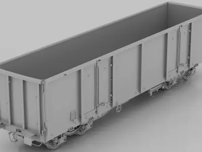 High Poly Railway wagon 3D model