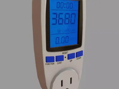Digital Socket Power Meter Low Poly Low-poly 3D model