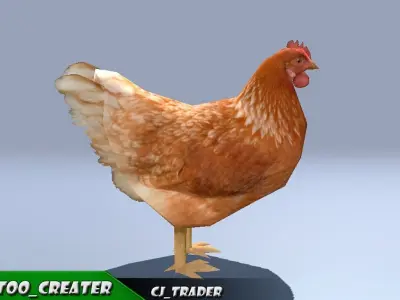 Low-Poly Chicken Collection Pack Rigged-Animated 3D Model Low-poly 3D model