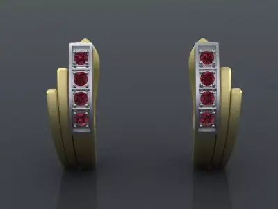 Earrings with track gems 3D print model