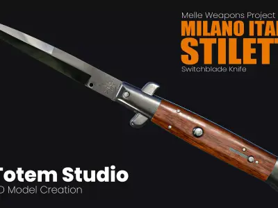 Milano Italian Stiletto Knives Switchblade Low-poly 3D model