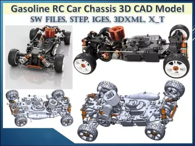 Gasoline RC Car Chassis 3D CAD Model 3D model