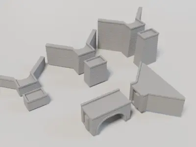 HO Scale Modular Stone Bridge - Customizable Lengths and Heights 3D print model