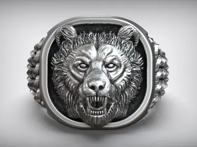 Viking Bear Head Nordic Ornament Antique Signet 3D print model