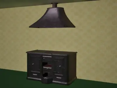 Victorian Kitchen Stove With Vent Low-poly 3D model
