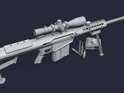 Sniper Rifle Low-poly 3D model 9