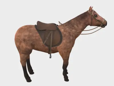 Horse with Saddle Low-poly 3D model