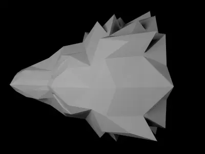 Low-poly Wolf game of thrones head 3D model