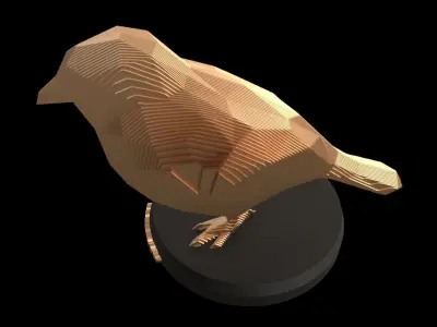 Parametric Sparrow Low-poly 3D model