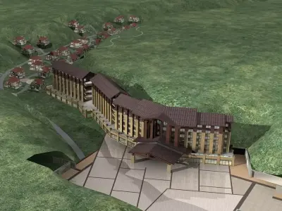 Hotel Building 3D model 9