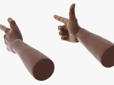 Black Male Hand Pair with Finger Gun Gesture 3D model