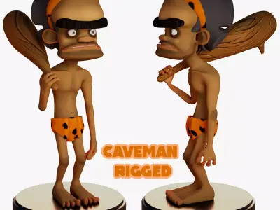 Cartoon Caveman Low-poly 3D model