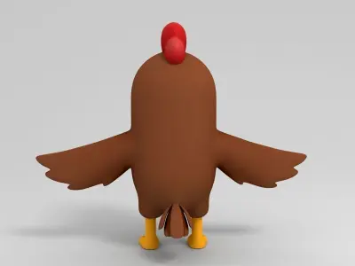 Rigged Brown Chicken Character 3D model