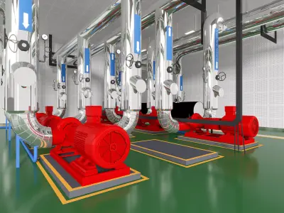 Industrial boiler room - Water pump room 3D model