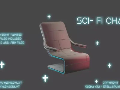 Sci-Fi Chair Low-poly 3D model get