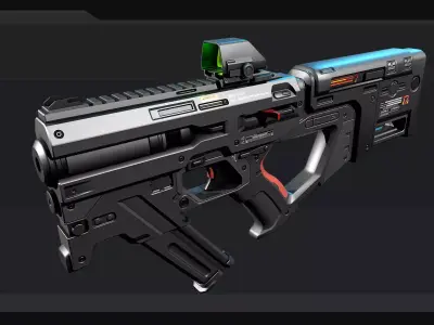 AK4 - MachineGun Low-poly 3D model