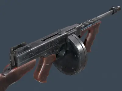 Thompson submachine gun Low-poly 3D model order