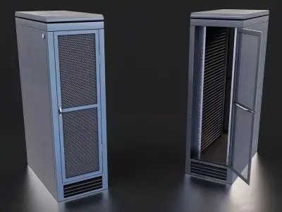 Industrial Server Rack Cabinet Low-poly 3D model