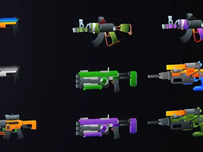 Low Poly Weapons Pack - 3D Game Kit Low-poly 3D model