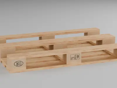 Wooden Euro and Fin Pallet Asset different conditions Low-poly 3D model
