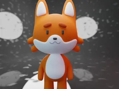 Cute Fox 3D model Low-poly 3D model