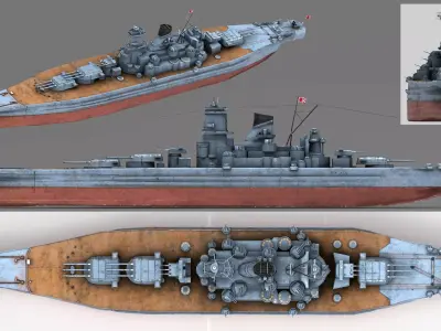 Japanese battleship Musashi 3D model