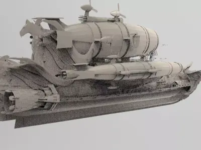 Massive Zeppelin Juggernaut Military 3D model