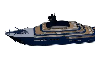 Helipad Luxury Super Yacht Modern Multi-Deck Mega Yacht 3D model