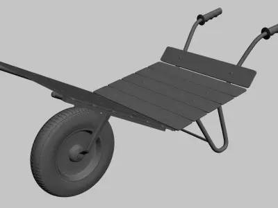 Wheelbarrow2 wooden wheelbarrow 3D model