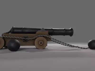 Low Poly Stylized Cannon  Game-Ready 3D Model Low-poly 3D model