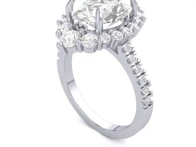 Oval Solitaire Ring 3D print model 13