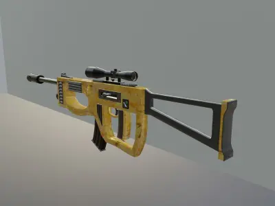 Space Sniper Rifle - Yellow Low-poly 3D model