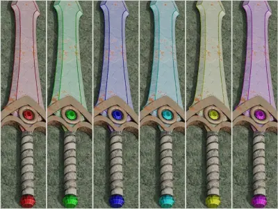 The Gem Stone Sword Low-poly 3D model