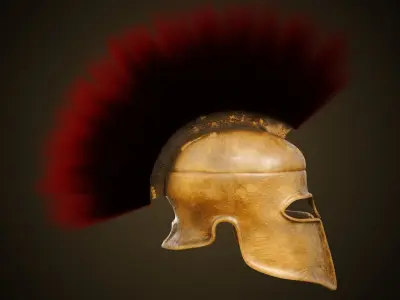 Ancient Greek Helmet Collection Low  High Poly Low-poly 3D model