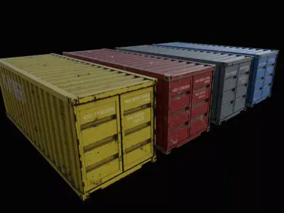 4 pack ship containers  3D model